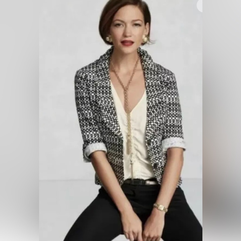 CAbi White Black Jacket Blazer Size 10